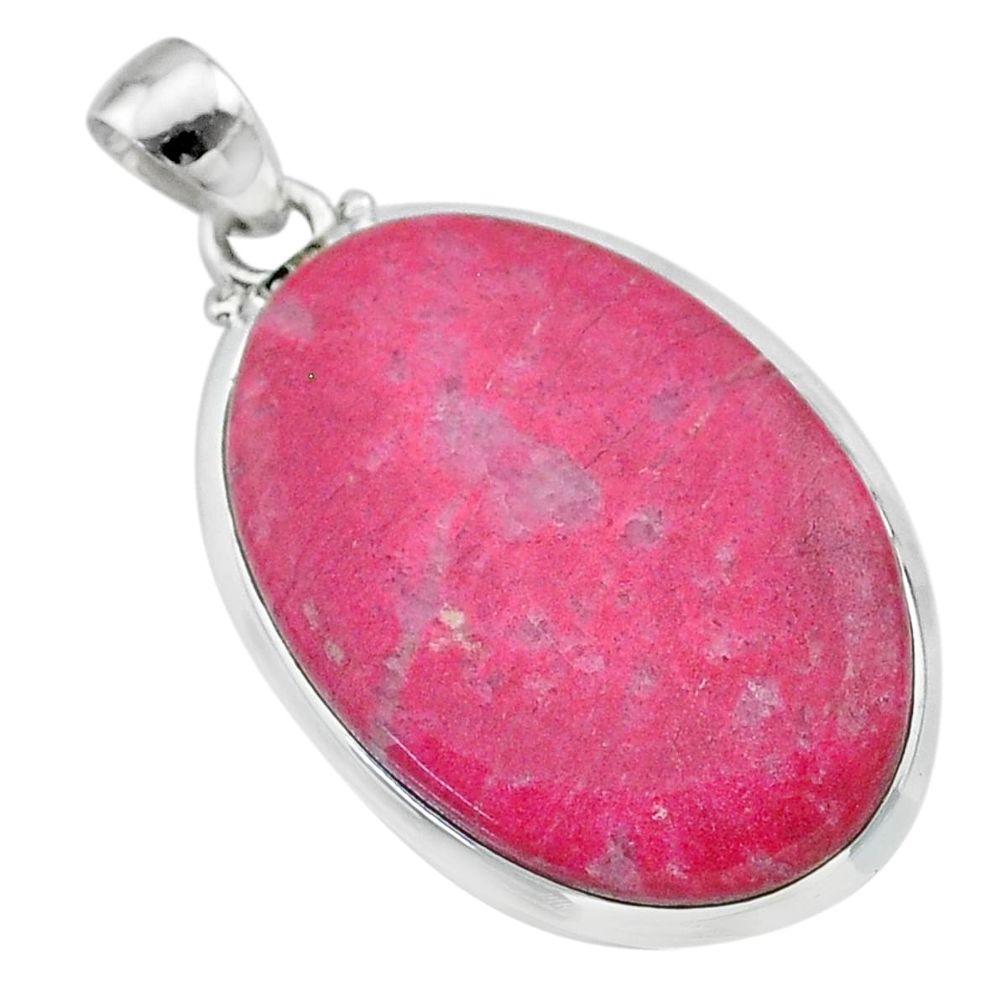 23.30cts natural pink thulite (unionite, pink zoisite) 925 silver pendant t22629