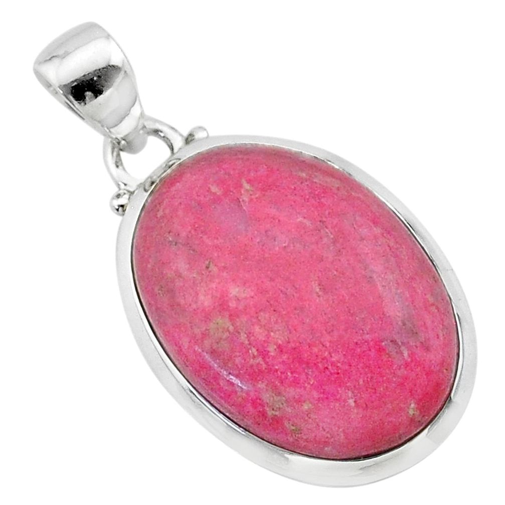 16.82cts natural pink thulite (unionite, pink zoisite) 925 silver pendant t22631