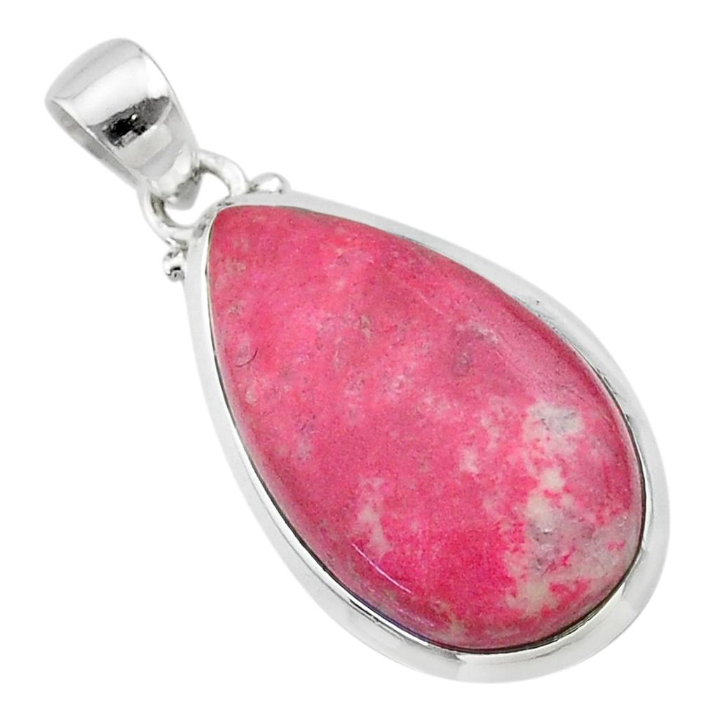 16.28cts natural pink thulite (unionite, pink zoisite) 925 silver pendant t22633