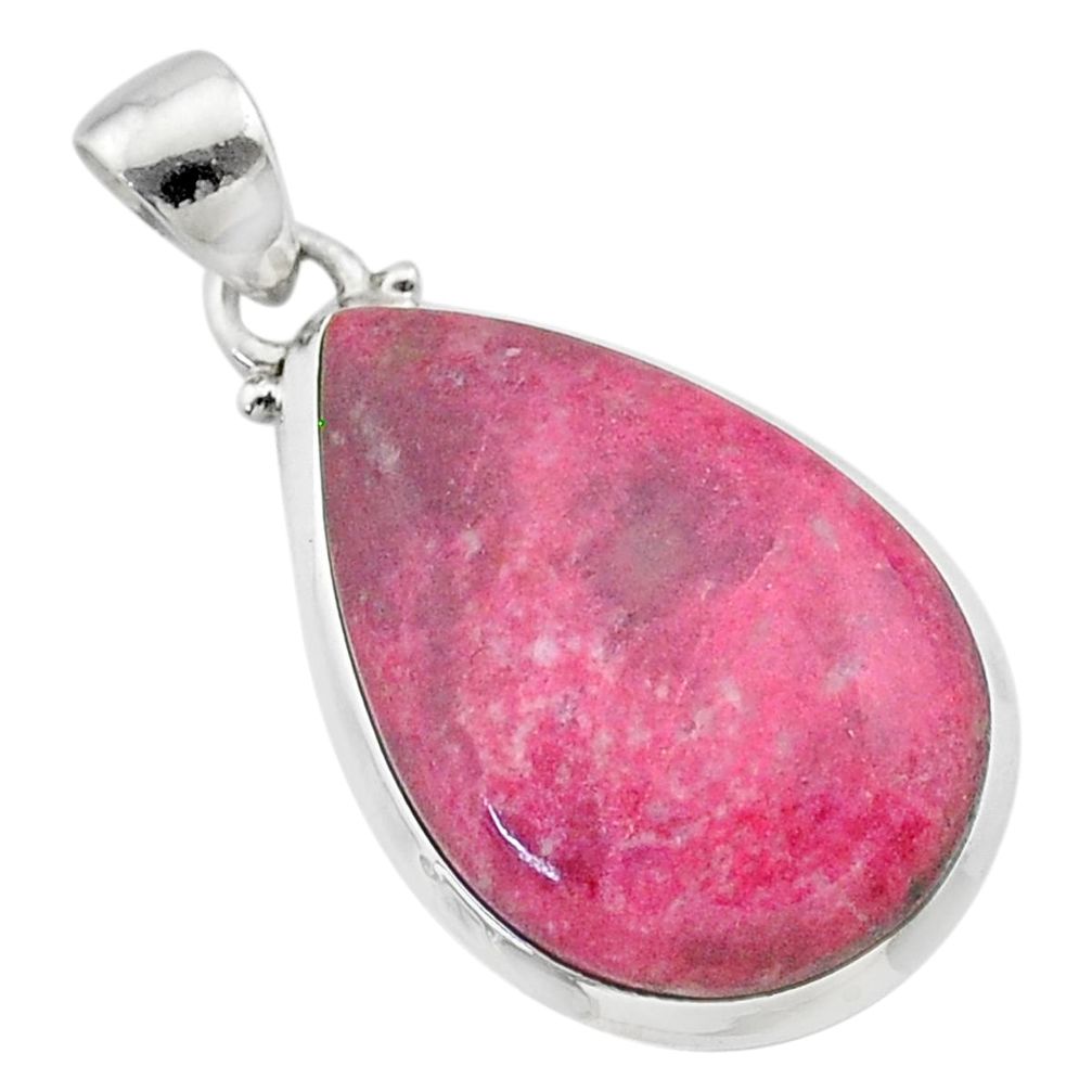 16.22cts natural pink thulite (unionite, pink zoisite) 925 silver pendant t22640