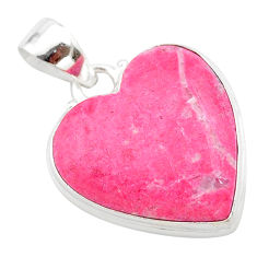 17.73cts heart pink thulite (unionite, pink zoisite) 925 silver pendant t23008