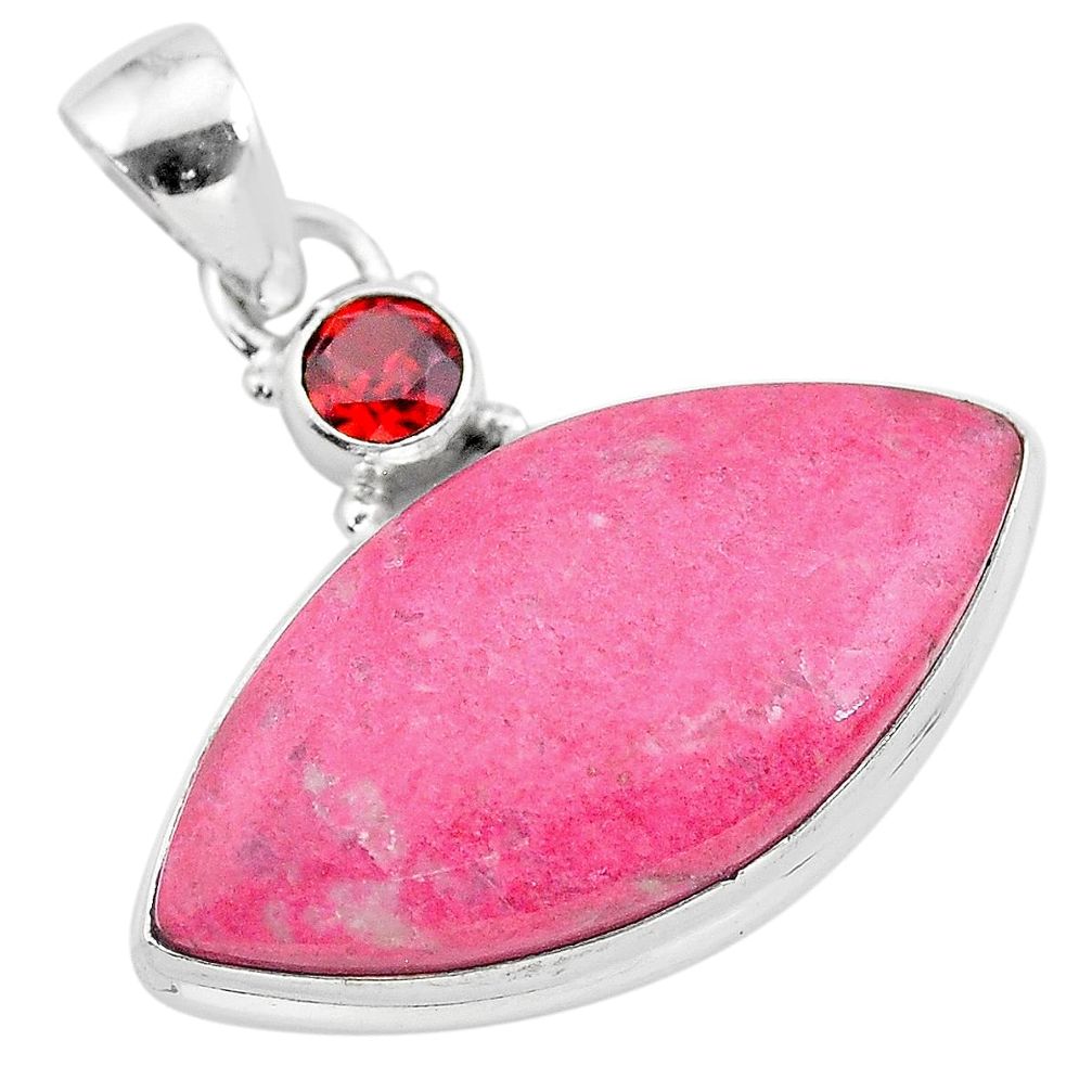 18.10cts natural pink thulite (unionite, pink zoisite) 925 silver pendant t28512