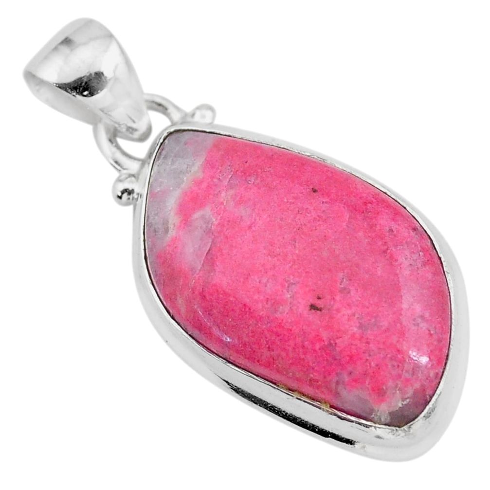 14.20cts natural pink thulite (unionite, pink zoisite) 925 silver pendant t28847