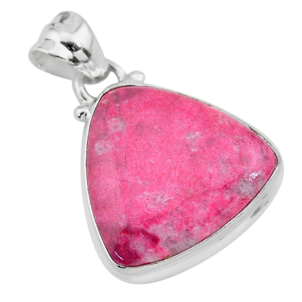 14.20cts natural pink thulite (unionite, pink zoisite) 925 silver pendant t28858