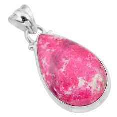 15.08cts natural pink thulite (unionite, pink zoisite) 925 silver pendant t28861