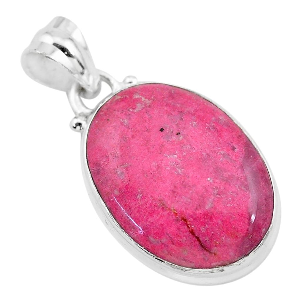 16.20cts natural pink thulite (unionite, pink zoisite) 925 silver pendant t28869