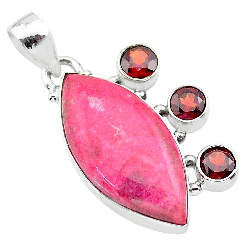 17.55cts natural pink thulite (unionite, pink zoisite) 925 silver pendant t30410