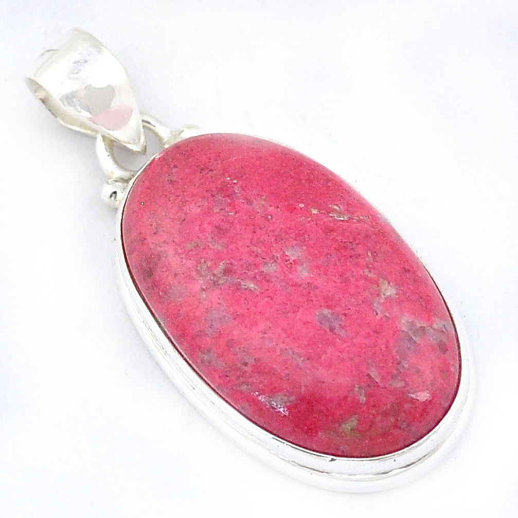 19.34cts natural pink thulite (unionite, pink zoisite) 925 silver pendant u59696