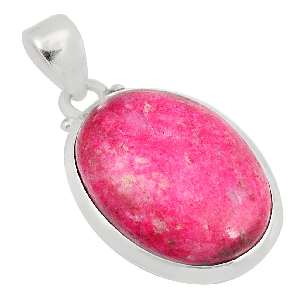 15.48cts natural pink thulite (unionite, pink zoisite) 925 silver pendant y55550