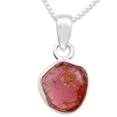 3.66cts natural pink tourmaline 925 silver 18' chain pendant jewelry u67424