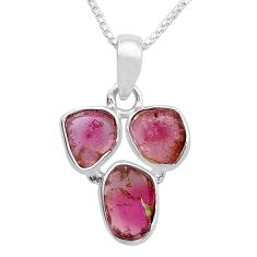 5.77cts natural pink tourmaline 925 silver 18' chain pendant jewelry u67504