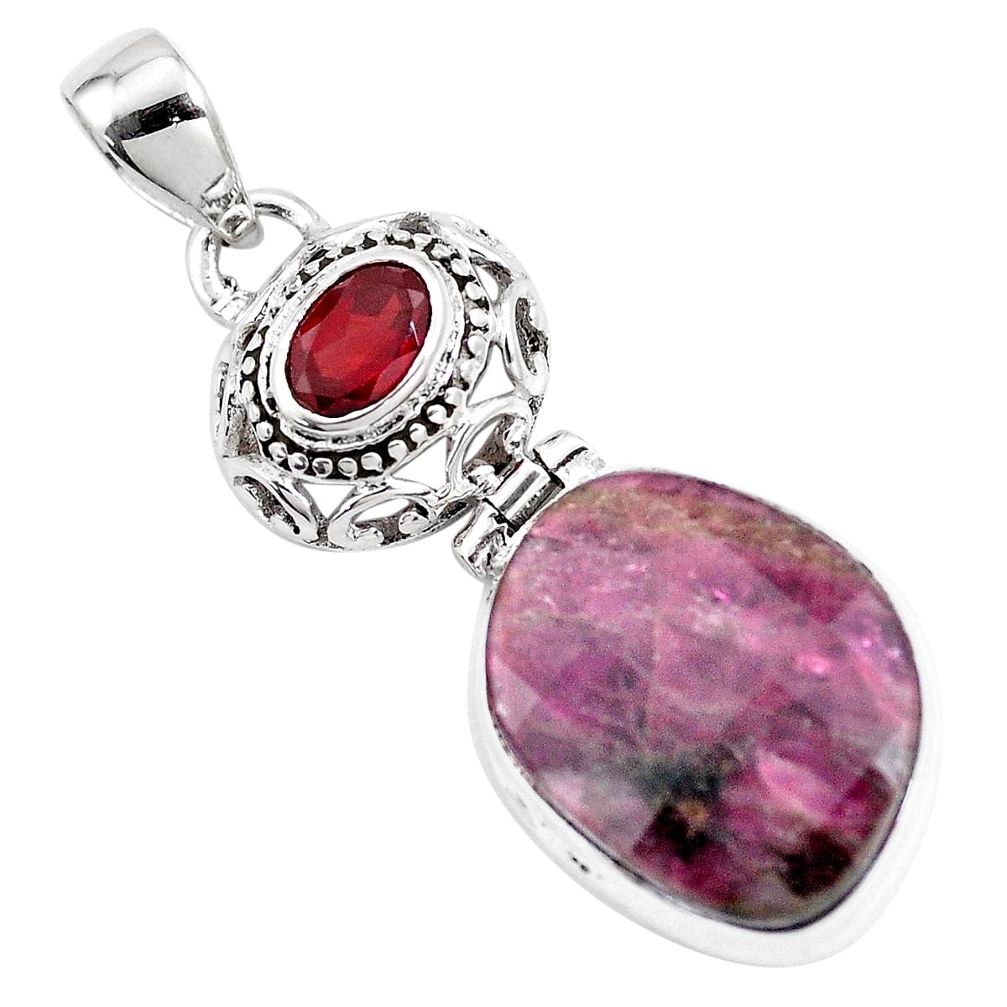 15.16cts natural pink tourmaline garnet 925 sterling silver pendant p16273