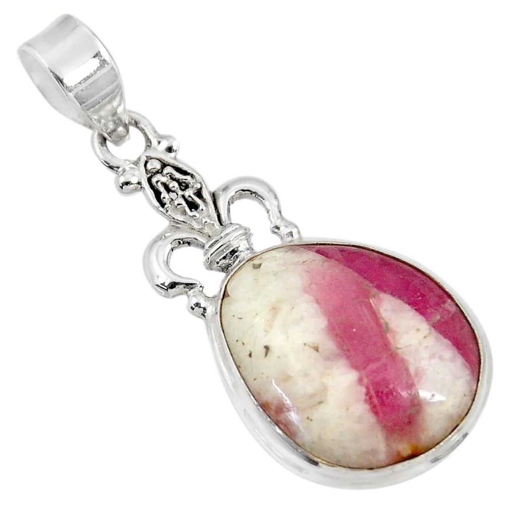  pink tourmaline in quartz 925 sterling silver pendant d39323