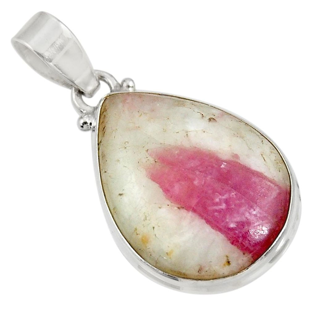  pink tourmaline in quartz 925 sterling silver pendant d39330