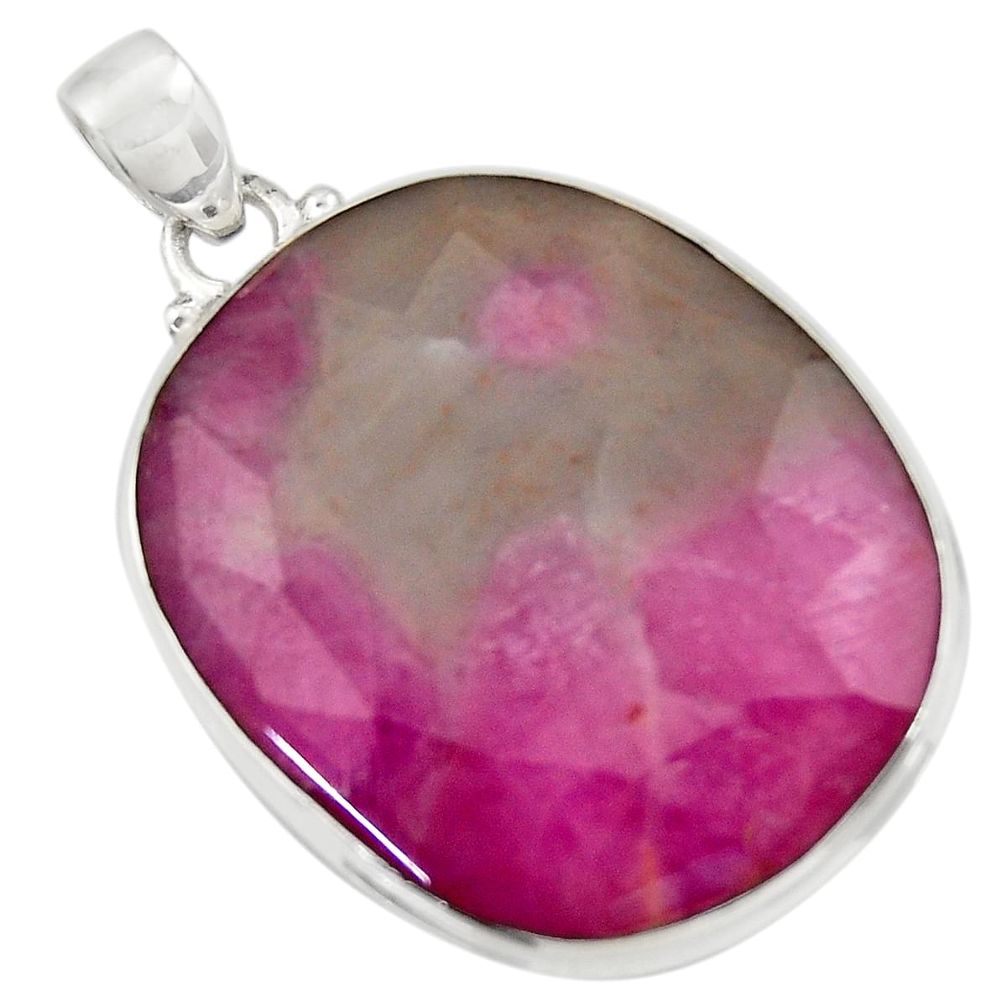 29.93cts natural pink tourmaline in quartz 925 sterling silver pendant d42116