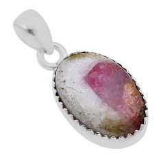 6.19cts natural pink tourmaline in quartz 925 sterling silver pendant n40097