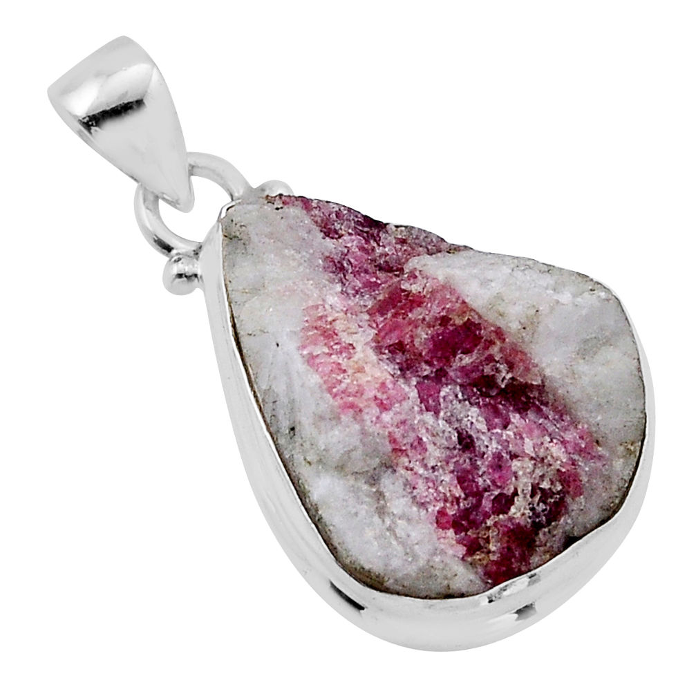 15.67cts natural pink tourmaline in quartz 925 sterling silver pendant n51540
