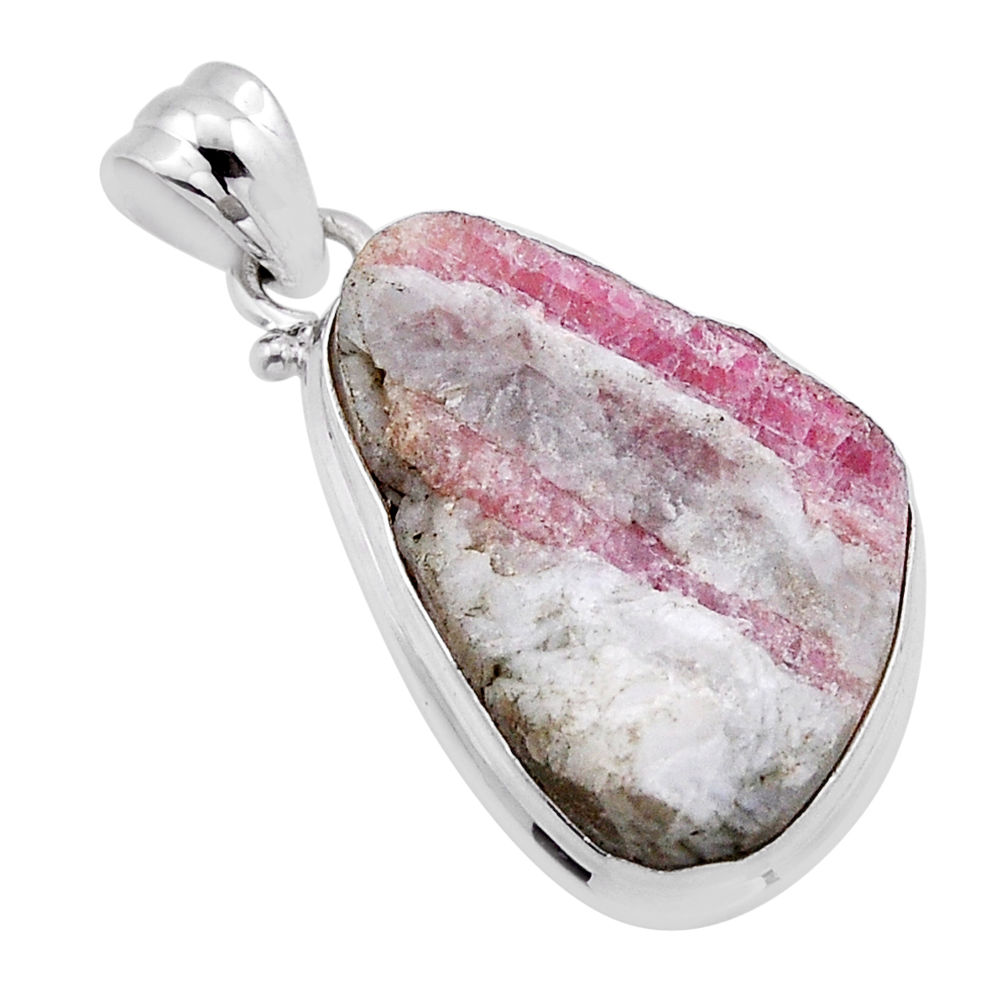 18.10cts natural pink tourmaline in quartz 925 sterling silver pendant n51559
