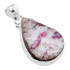 19.27cts natural pink tourmaline in quartz 925 sterling silver pendant n51683