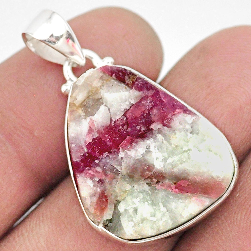 16.02cts natural pink tourmaline in quartz 925 sterling silver pendant r85709