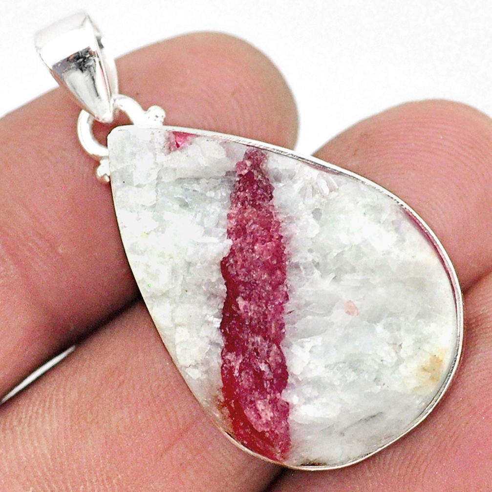 25.00cts natural pink tourmaline in quartz 925 sterling silver pendant r85710