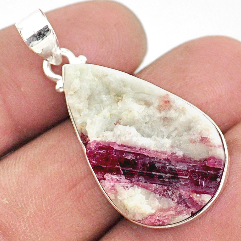 18.15cts natural pink tourmaline in quartz 925 sterling silver pendant r85711