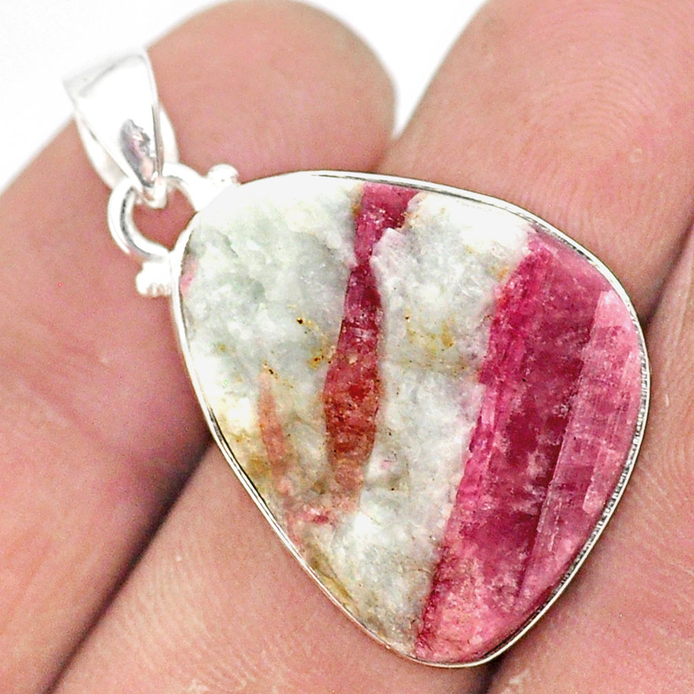 18.68cts natural pink tourmaline in quartz 925 sterling silver pendant r85717