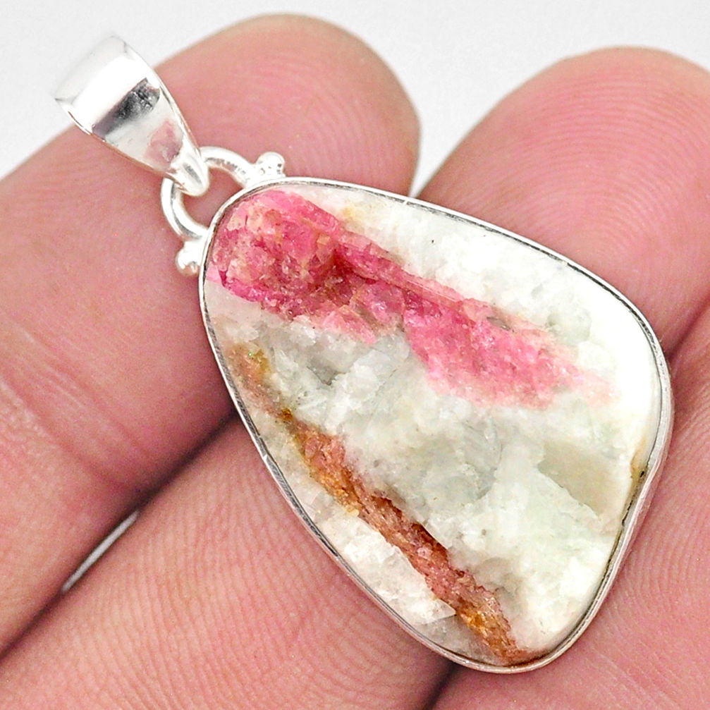 18.68cts natural pink tourmaline in quartz 925 sterling silver pendant r85735