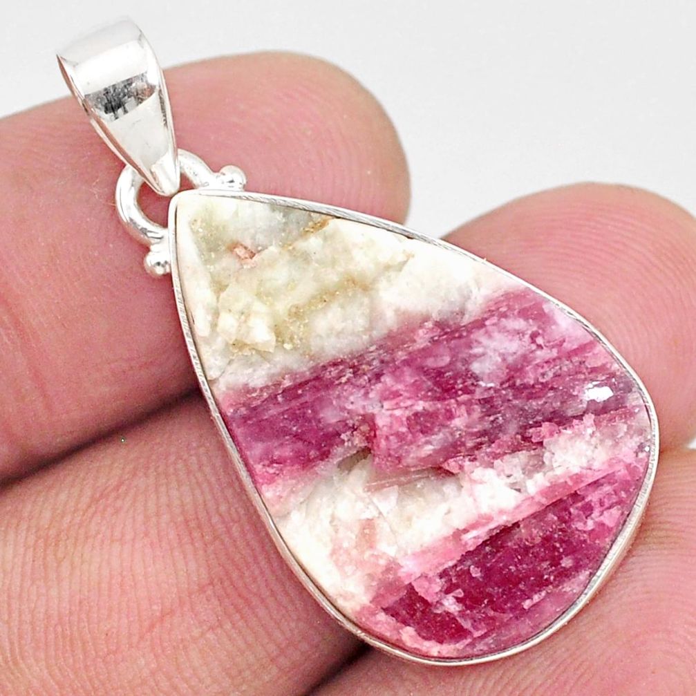 15.65cts natural pink tourmaline in quartz 925 sterling silver pendant r85740