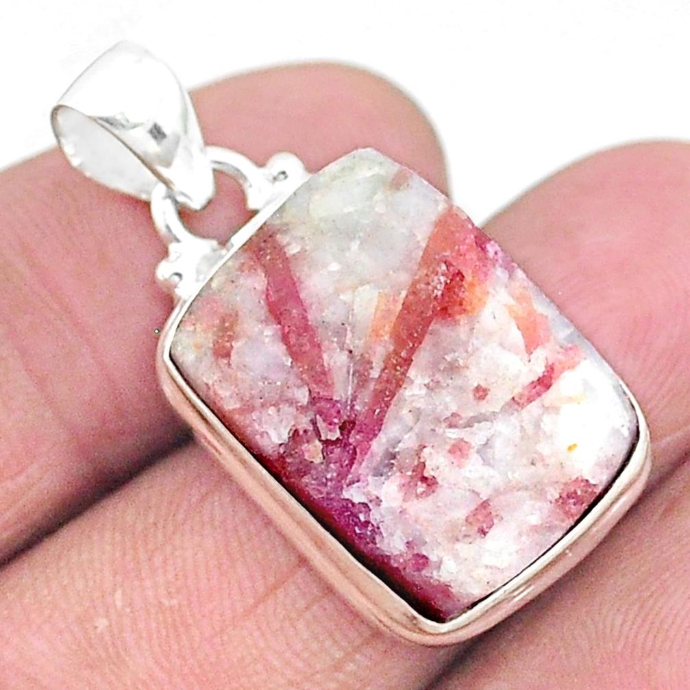 19.72cts natural pink tourmaline in quartz 925 sterling silver pendant t5841