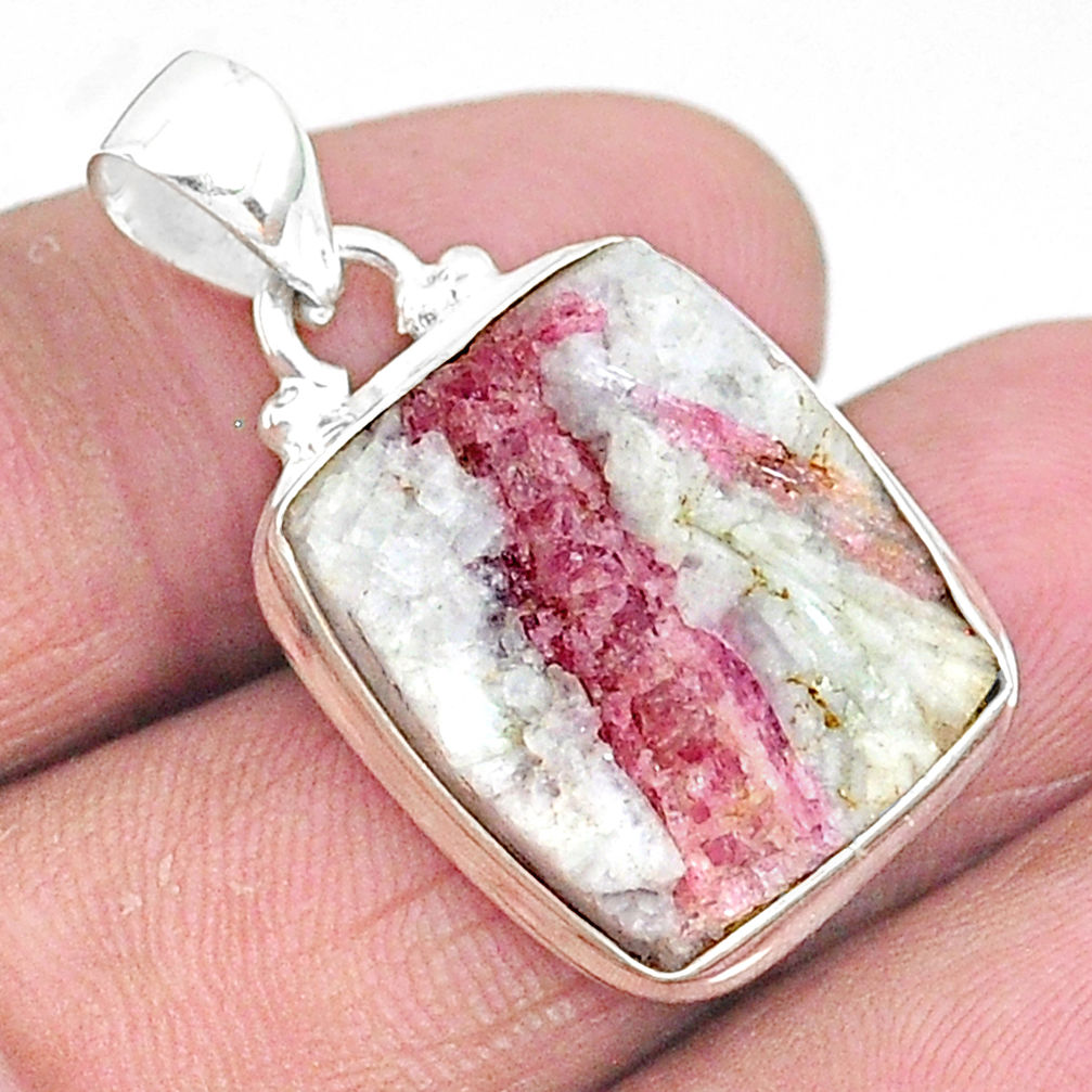 15.60cts natural pink tourmaline in quartz 925 sterling silver pendant t5847