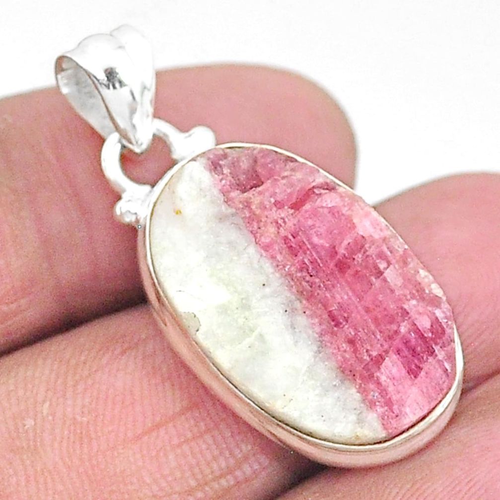 15.08cts natural pink tourmaline in quartz 925 sterling silver pendant t5849