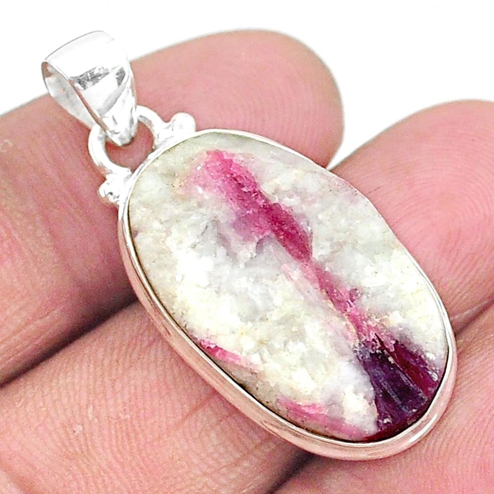 18.70cts natural pink tourmaline in quartz 925 sterling silver pendant t5858