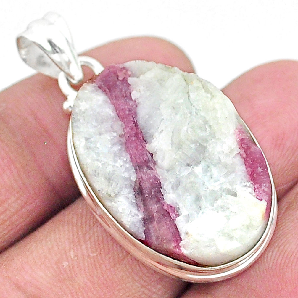 24.00cts natural pink tourmaline in quartz 925 sterling silver pendant t5861