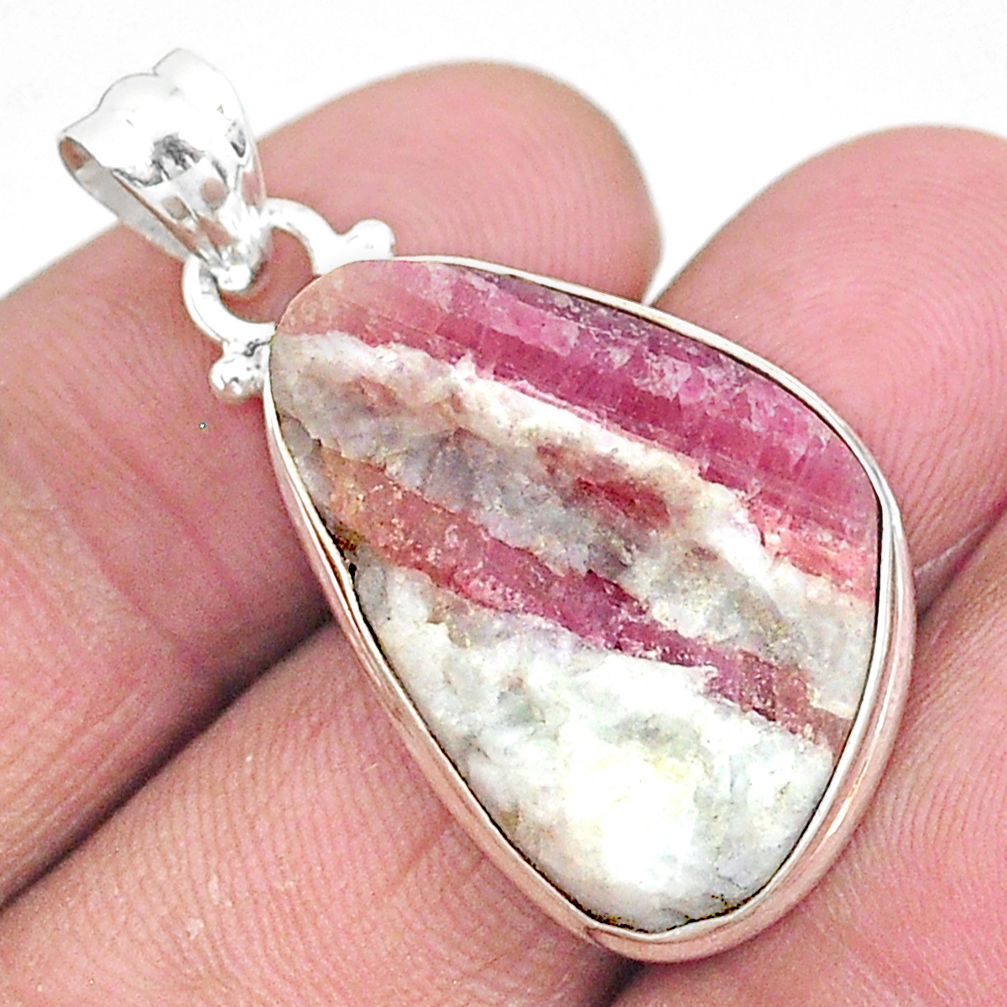 18.15cts natural pink tourmaline in quartz 925 sterling silver pendant t5866