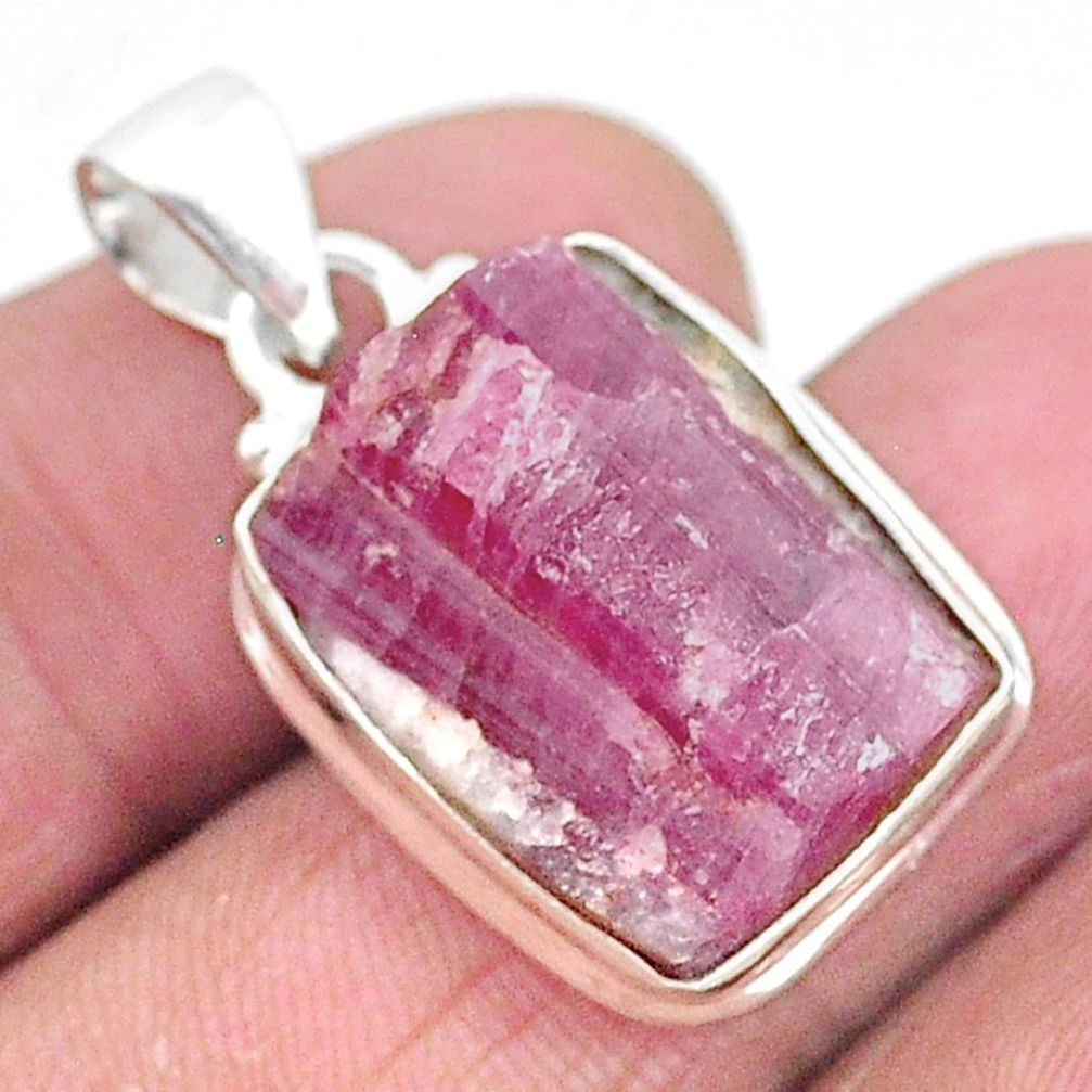 19.72cts natural pink tourmaline in quartz 925 sterling silver pendant t5868