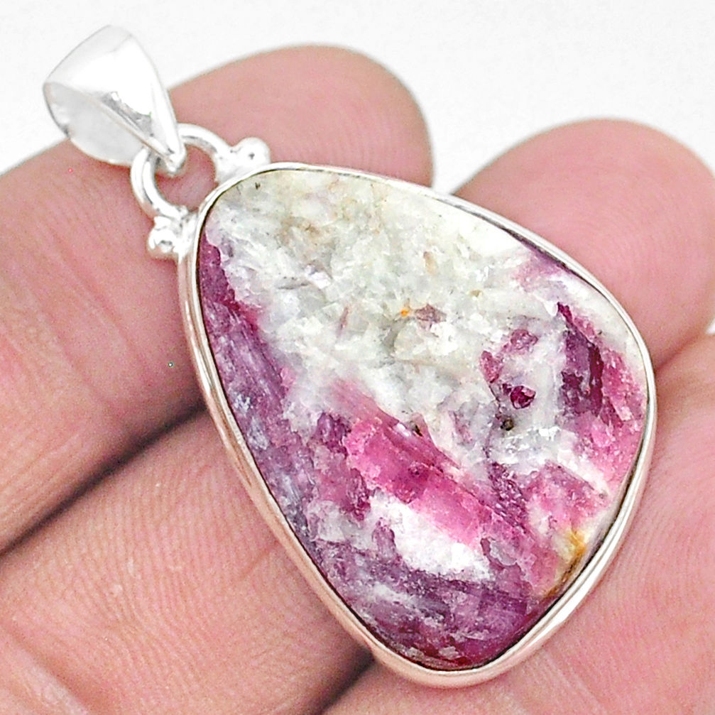 22.44cts natural pink tourmaline in quartz 925 sterling silver pendant t5871