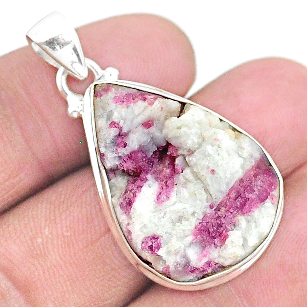 21.50cts natural pink tourmaline in quartz 925 sterling silver pendant t5872