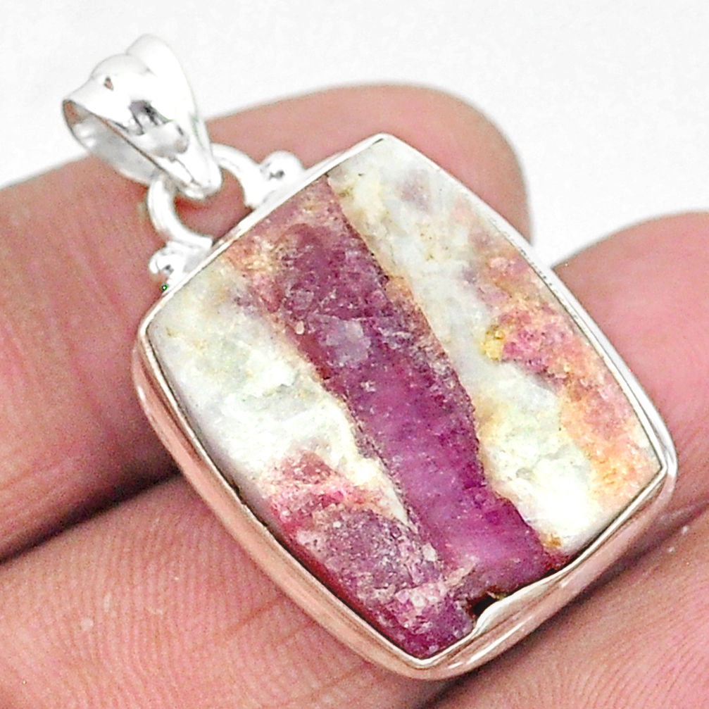 23.95cts natural pink tourmaline in quartz 925 sterling silver pendant t5877