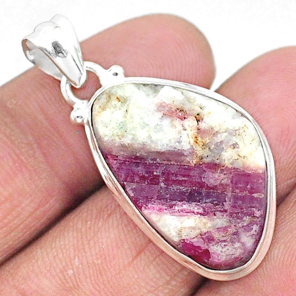 16.07cts natural pink tourmaline in quartz 925 sterling silver pendant t5878