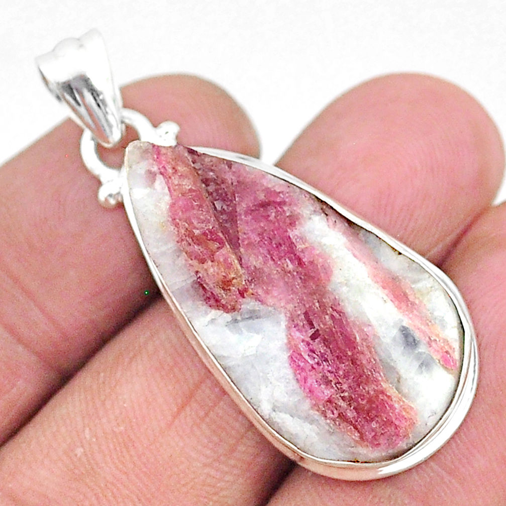 22.59cts natural pink tourmaline in quartz 925 sterling silver pendant t5880