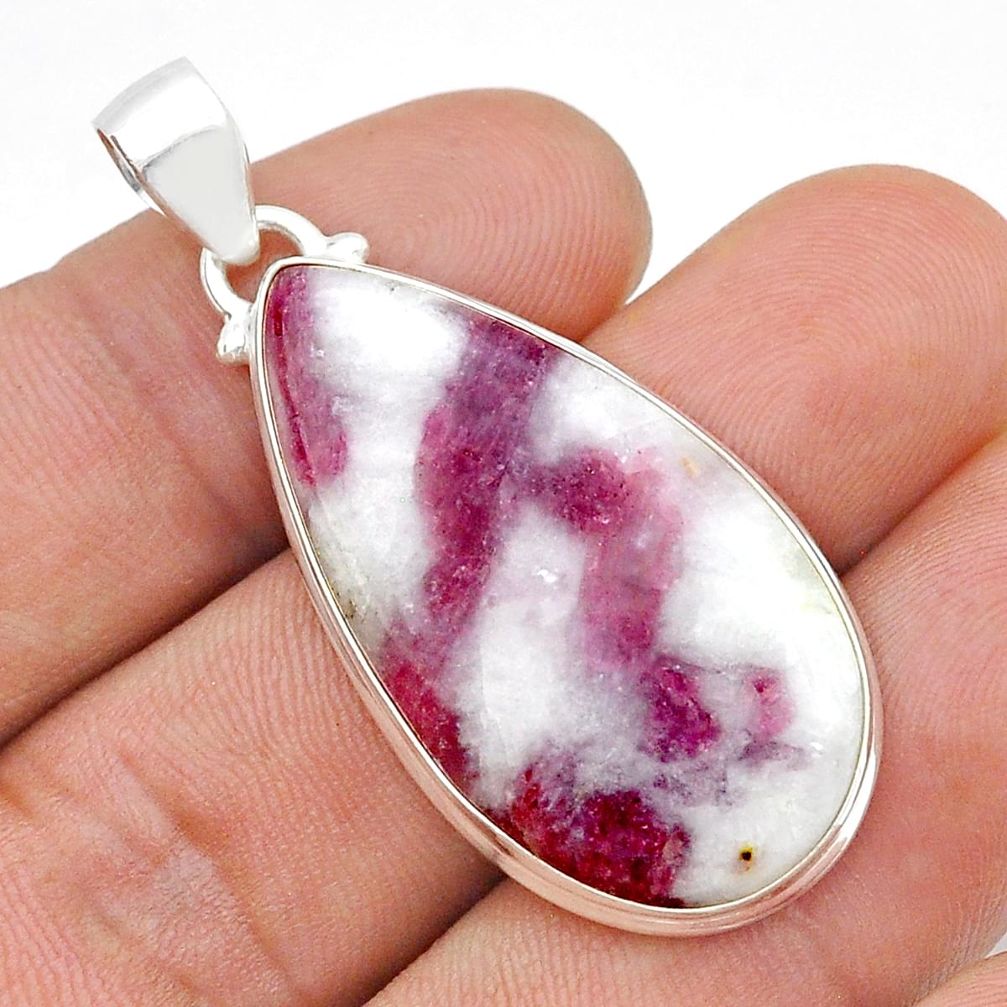 22.00cts natural pink tourmaline in quartz 925 sterling silver pendant u74393