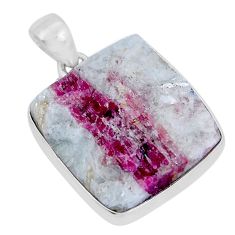 23.98cts natural pink tourmaline in quartz 925 sterling silver pendant y5288