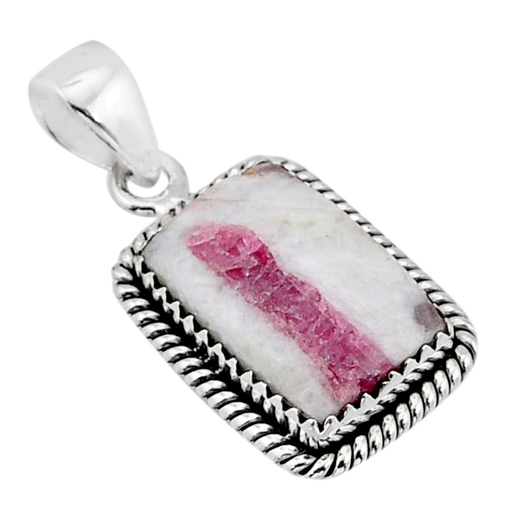 7.03cts natural pink tourmaline in quartz 925 sterling silver pendant y65901
