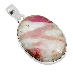 17.86cts natural pink tourmaline in quartz 925 sterling silver pendant y77690