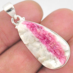 17.57cts natural pink tourmaline in quartz pear sterling silver pendant r85734