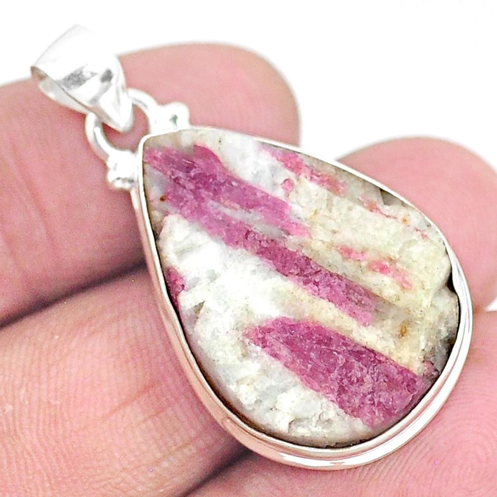 25.60cts natural pink tourmaline in quartz pear sterling silver pendant t5863