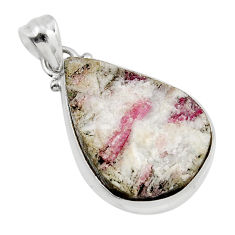 19.27cts natural pink tourmaline in quartz pear sterling silver pendant y52562