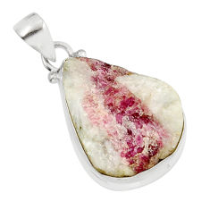 17.35cts natural pink tourmaline in quartz pear sterling silver pendant y52565