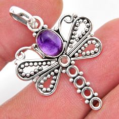 1.97cts natural purple amethyst 925 sterling silver butterfly pendant y42039